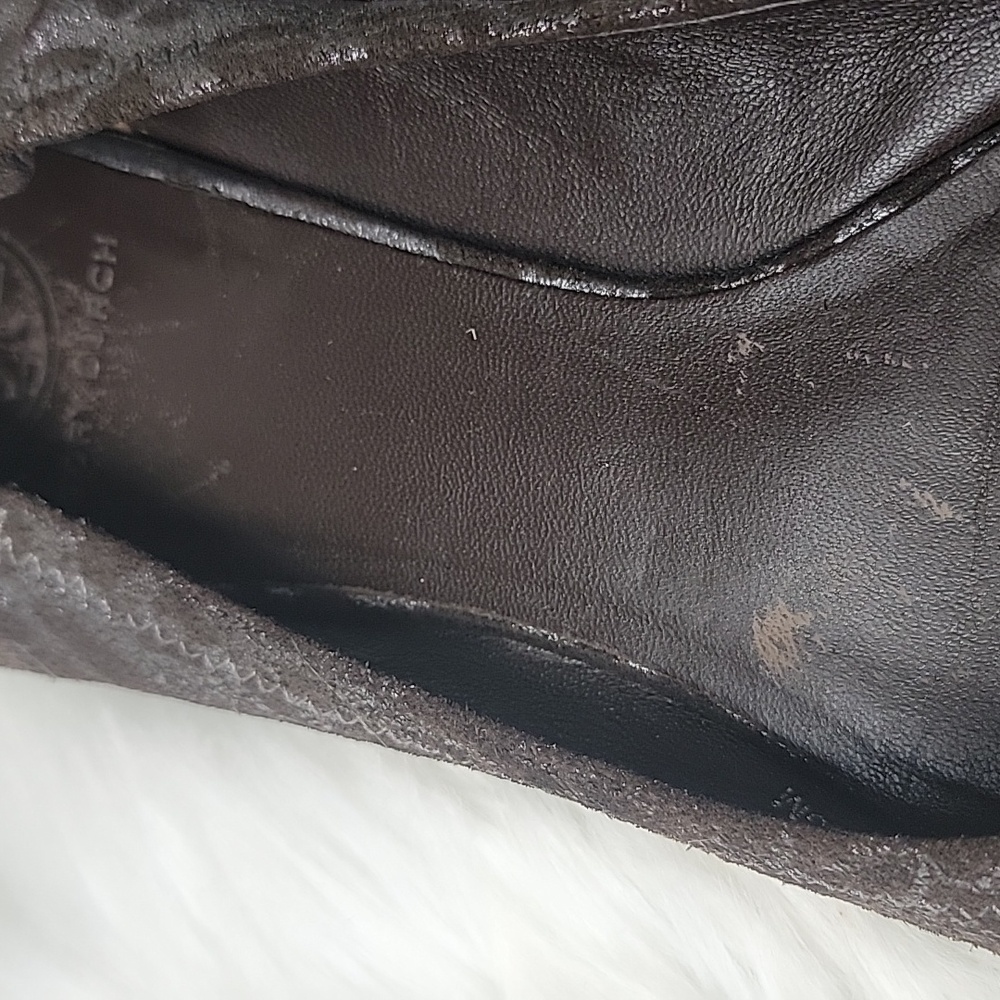 TORY BURCH Leopard Animal Print Metallic Silver Brown Medallion Logo Ballet Flat - Picture 11 of 11